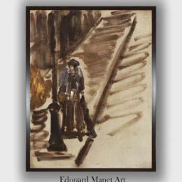 The Art House Brown & Cream Knife Grinder Rue Mosnier Wooden Framed Painting Wall Art-image-2