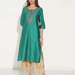 Rangmanch By Pantaloons Green Regular Fit Embroidered Kurta-picture-40