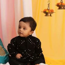 VASTRAMAY Boys Black Embroidery Full Sleeves Kurta Sets-image-86