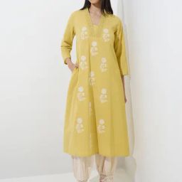 Utsa by Westside Yellow Floral A-Line Cotton-Blend Kurta-image-73