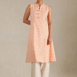 Soch Orange Linen Regular Fit Printed Kurtas-image-21