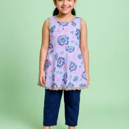 KiddoPanti Girls Multicolor Cotton Printed Suit Sets-picture-28