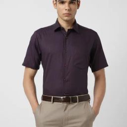 Van Heusen Purple Regular Fit Check Shirt-image-80