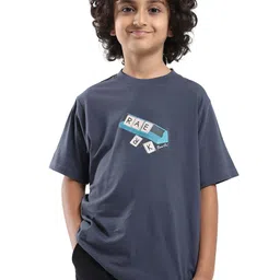 RARE ONES Boys Typography Printed Round Neck Cotton Relaxed Fit T-shirt-image-83