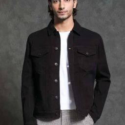Rare Rabbit Black Regular Fit Solid Jacket-image-71