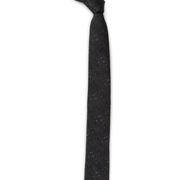 Louis Philippe Black & White Woven Design Silk Broad Tie-image-1