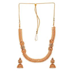 Saraf RS Jewellery Gold Plated stone studded Peacock Temple Jewellery Set with Jhumki Earrings-picture-38