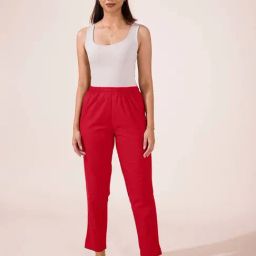 Go Colors! Maroon Cotton Mid Rise Pencil Pants-image-30