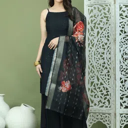 Jompers Women Embroidered Regular Sequinned Kurta with Palazzos & With Dupatta-16