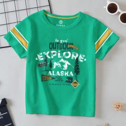 Codez Kids Green Printed T-Shirt-image-46