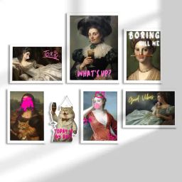 Art Street Multicolour Synthetic Wood Feminist Wall Art - Set of 7-13