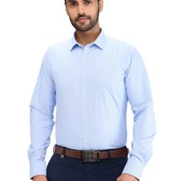 Park Avenue Blue Slim Fit Texture Shirt-image-28