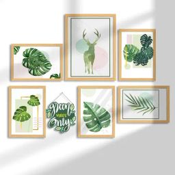 Art Street Green Synthetic Wood Botanical Art Wall Art - Set of 7-20