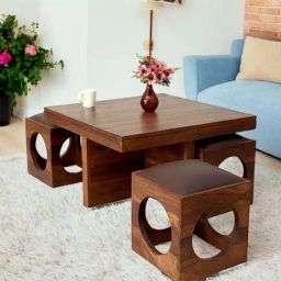 Ikiriya Nordic Solid Brown Wood Coffee Table Honey Oak Finish-image-82