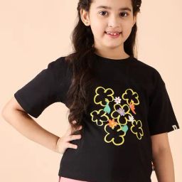 StyloBug Girls Black Printed T-Shirt-image-35
