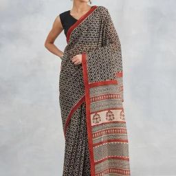Fabindia Black Printed Sarees-image-47