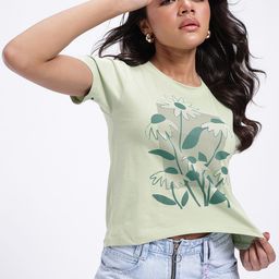 glitchez Everyday Basic Floral Print T-shirt-image-1
