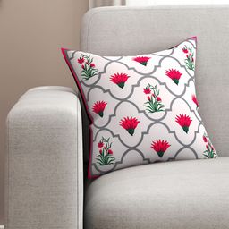 SEJ by Nisha Gupta Beige Single Floral Square Cushion Cover-41