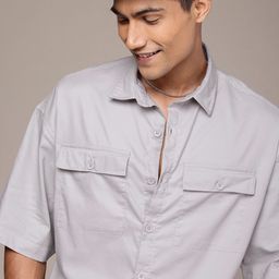 WROGN Drop-Shoulder Sleeves Oversized Fit Casual Shirt-image-44