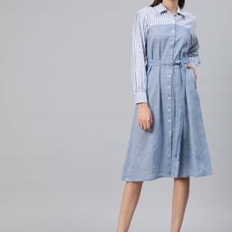 Cottinfab Striped Shirt Midi Dress-picture-32