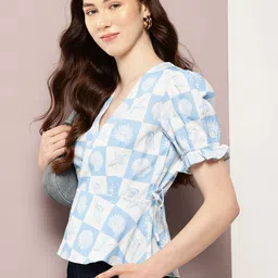 aaliya Print Puff Sleeve Wrap Top-image-35