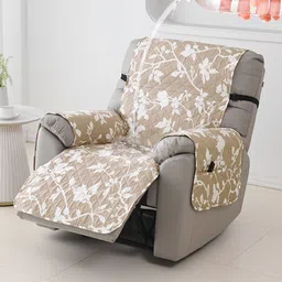 HOKIPO Brown & White Printed Polyester 1 Piece Sofa Cover With Arms-image-13