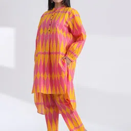 JAIPURRANG Women Tie-Dyed Mandarin Collar Tunic With Trousers-picture-22