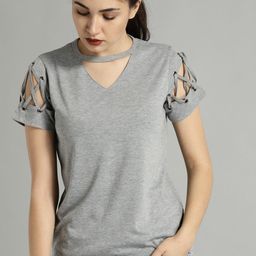 Roadster Time Travlr Women Grey Melange Solid Top-picture-11