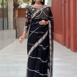 FILIB LONDON Embellished Mirror Work Saree-picture-49