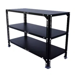 Menage 24x35x15 Inch 3 Shelf Metal Black Slotted Angle Rack-image-78