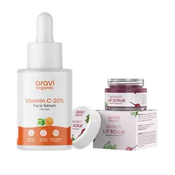 Aravi Organic Set Of 2 Vitamin C Face Serum- 30 ml & Beetroot Lip Scrub- 15 g-picture-42
