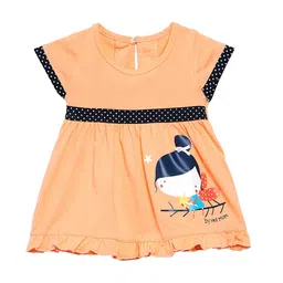 Camey Girls Peach-Coloured Printed Fit and Flare Dress-image-34