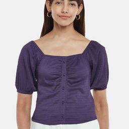Honey by Pantaloons Women Purple Solid Top-picture-2