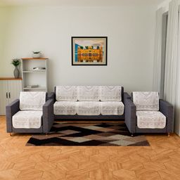 RUBOXA Maroon & Off White Printed Cotton Sofa Cover-image-28