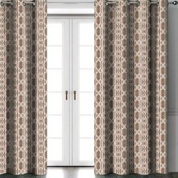 Aura Coffee Brown & White Set of 2 Black Out Long Door Curtain-image-32