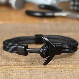 The Roadster Lifestyle Co Black Stainless Steel & Anchor Charm Bracelet-picture-40
