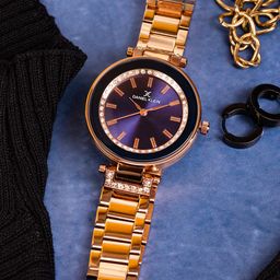 Daniel Klein Women Blue & Rose Gold Analogue Watch DK11368-6-image-0