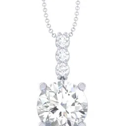 Clara White Sterling Silver Round CZ Pendant with Chain-10