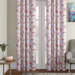 Soumya Grey & Pink Printed Door Curtain-image-14