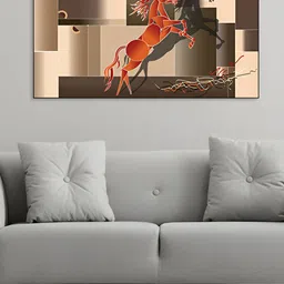 nestroots Brown & Orange Colored Horses Printed Canvas Painting Wall Art-picture-5