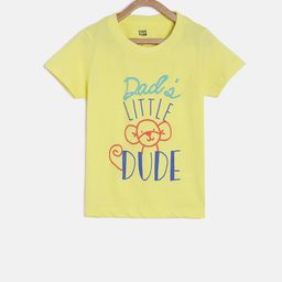 MINI KLUB Boys Yellow Printed Round Neck Pure Cotton T-shirt-image-65
