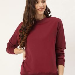 DressBerry Women Maroon Solid Sweatshirt-image-74
