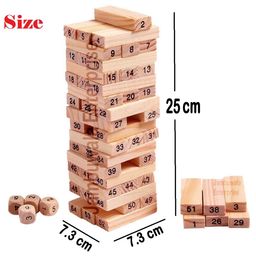 jambuwala enterprise Jambuwala Enterprise® Wooden Building Blocks Puzzle 48 Pcs Challenging 4pcs Dice Wooden Blocks Stacking Game Maths, Educational Wooden Tumbling Tower 48 Pcs with 4 Dices Game for Adults & Kids. image 3
