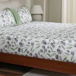 MASPAR Green Floral Printed Pure Cotton 200 TC Fitted Single Bedsheet Set 91 cm x 1.83 m-image-10
