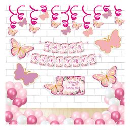 Untumble Butterfly Theme Swirls Birthday Decoration Kit Pink - Pack Of 56-image-34
