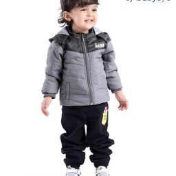 Babyoye Quilted Metallic Full Sleeves Hooded Jacket - Grey-picture-11