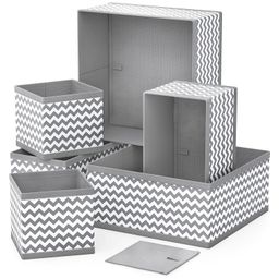 House of Quirk Foldable Cloth Storage Box Closet Dresser Drawer Organizer Cube Basket Bins Containers Set of 6 - Grey-7