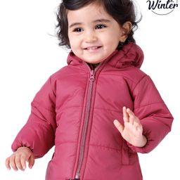Babyoye Solid Colored Full Sleeve Jacket - Pink-image-2