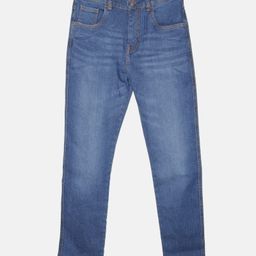 Kiddopanti Solid Five Pockets Button Down Denim Pant - Blue-image-12