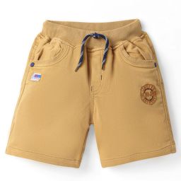 Olio Kids Cotton Knit Above Knee Length Shorts with Brand Name Embroidery & Patch - Khaki-image-87